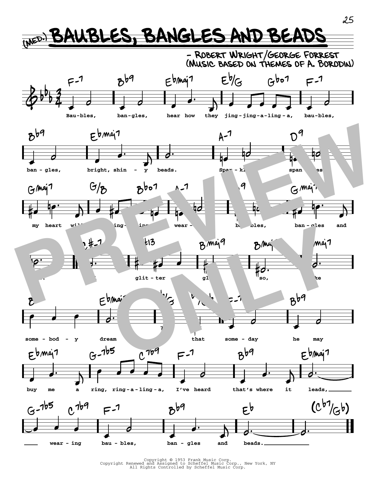 George Forrest Baubles, Bangles And Beads (Low Voice) sheet music, chords, lyrics - Printable PDF for Real Book – Melody, Lyrics & Chords