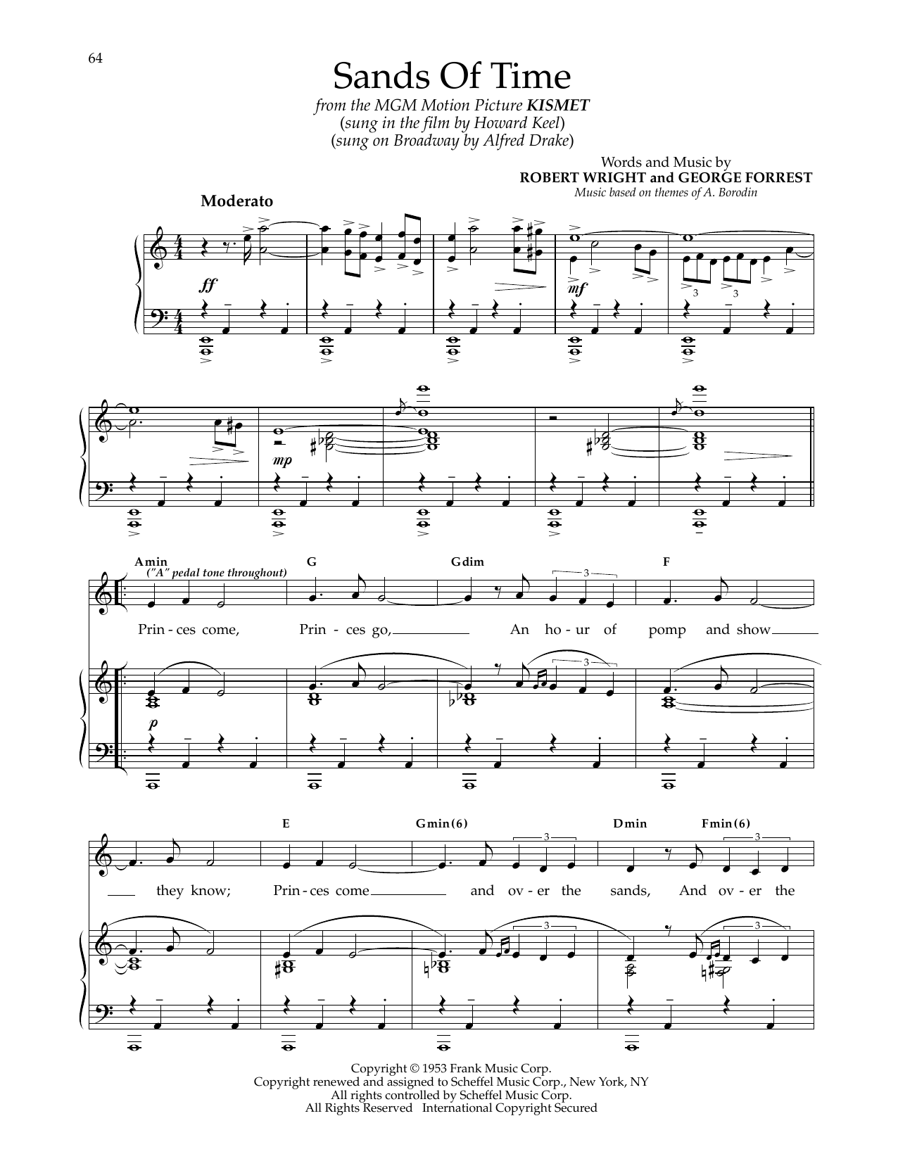 George Forrest Sands Of Time (from Kismet) sheet music, chords, lyrics - Printable PDF for Piano & Vocal