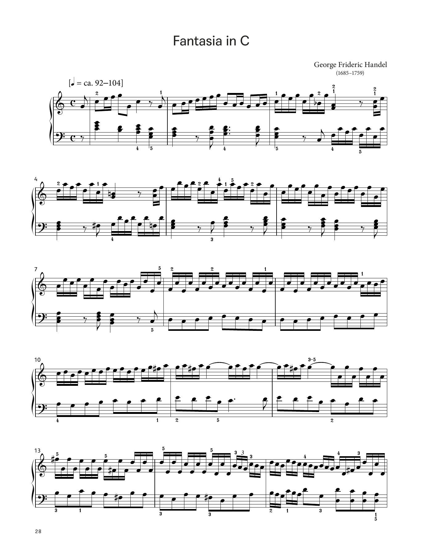 George Frideric Handel Fantasia in C, HWV 490 (LCME Piano 2018 Grade 7 List A) sheet music, chords, lyrics - Printable PDF for Piano Solo
