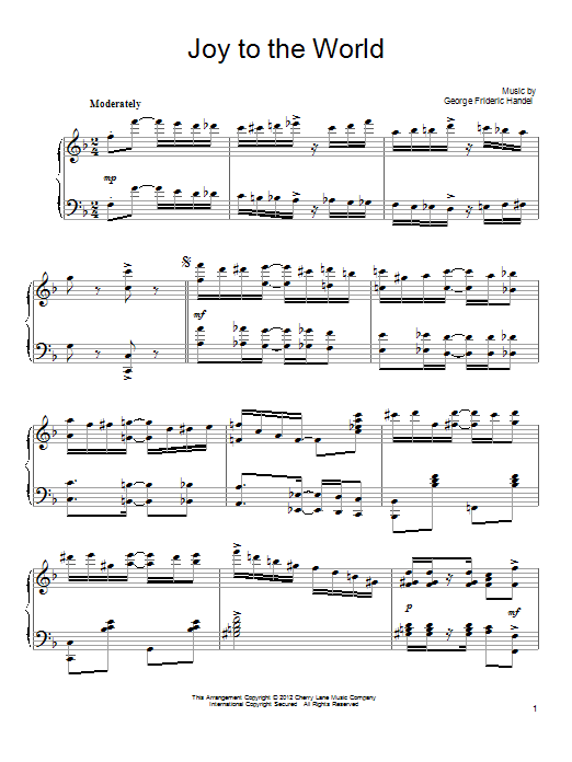 George Frideric Handel Joy To The World sheet music, chords, lyrics - Printable PDF for Piano