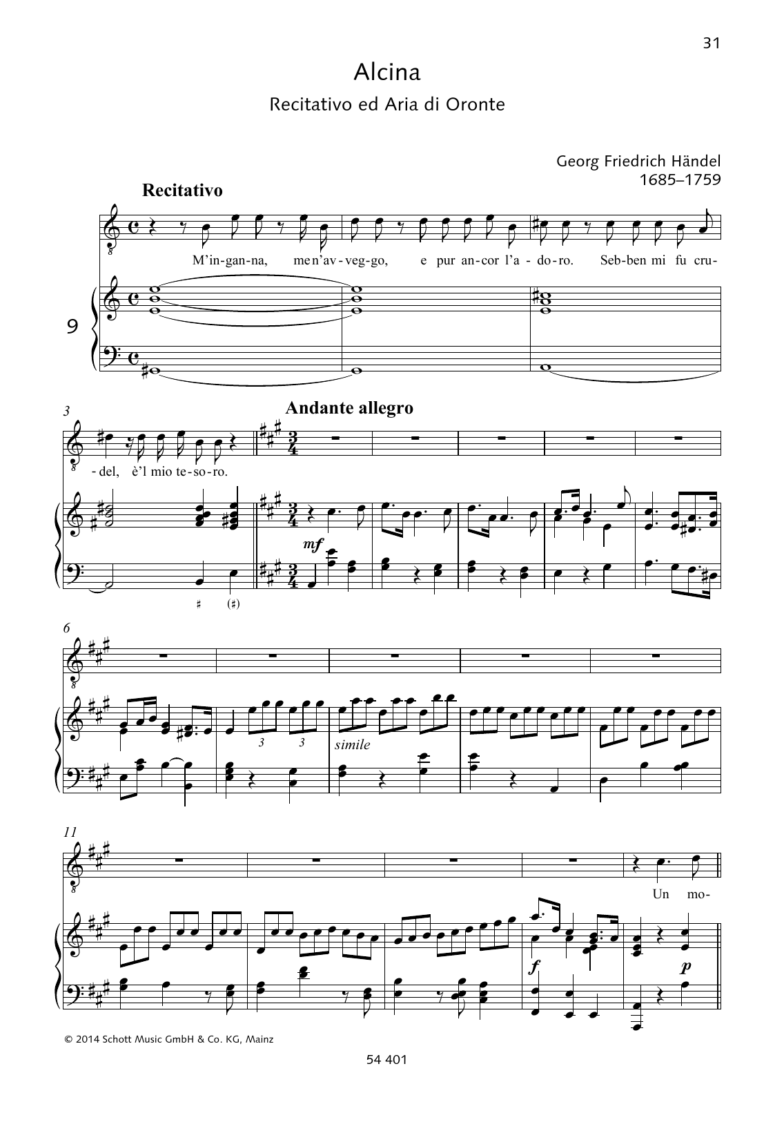 George Frideric Handel M'inganna, me n'avveggo / Un momento di contento sheet music, chords, lyrics - Printable PDF for Piano & Vocal