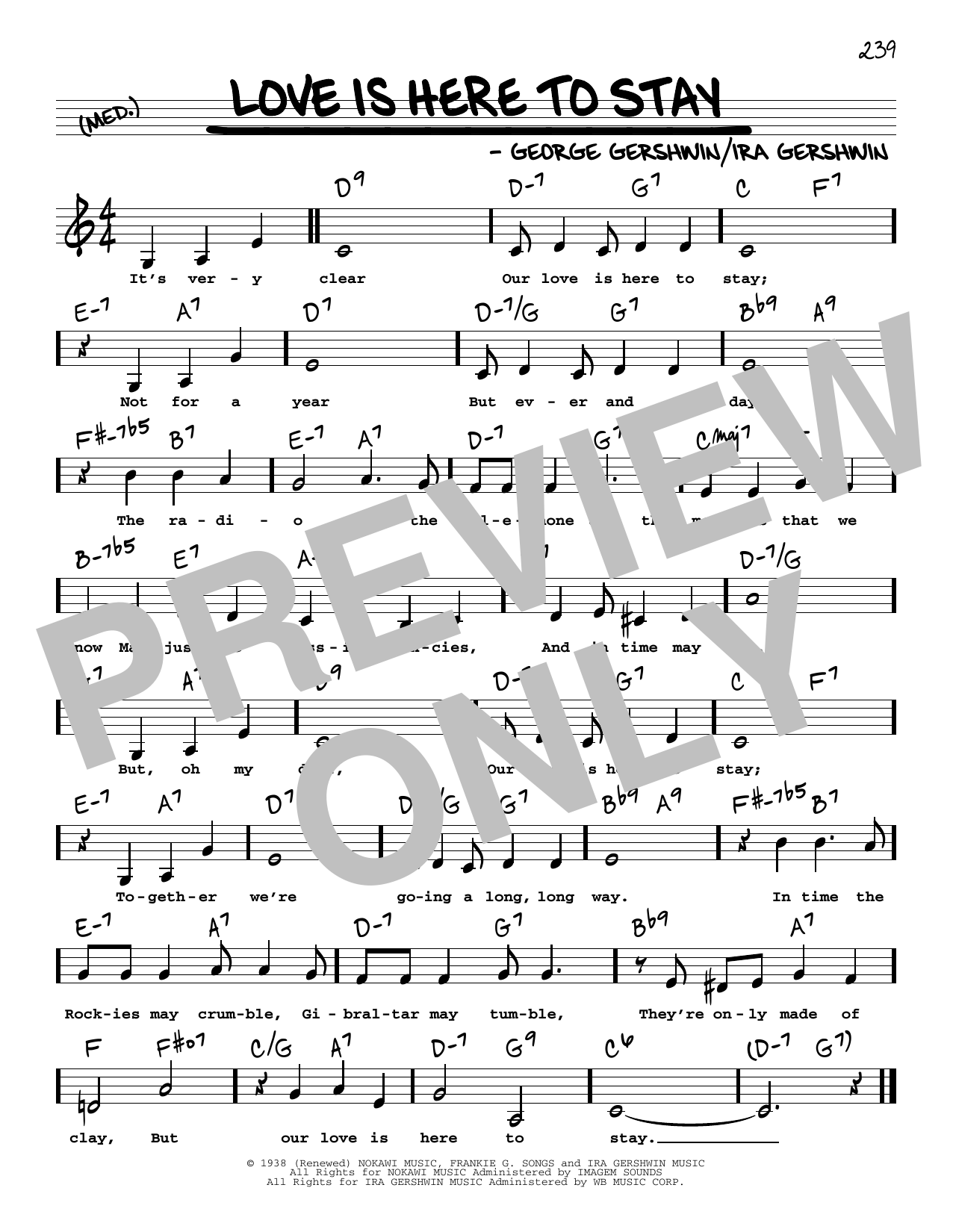 George Gershwin & Ira Gershwin Love Is Here To Stay (Low Voice) sheet music, chords, lyrics - Printable PDF for Real Book – Melody, Lyrics & Chords