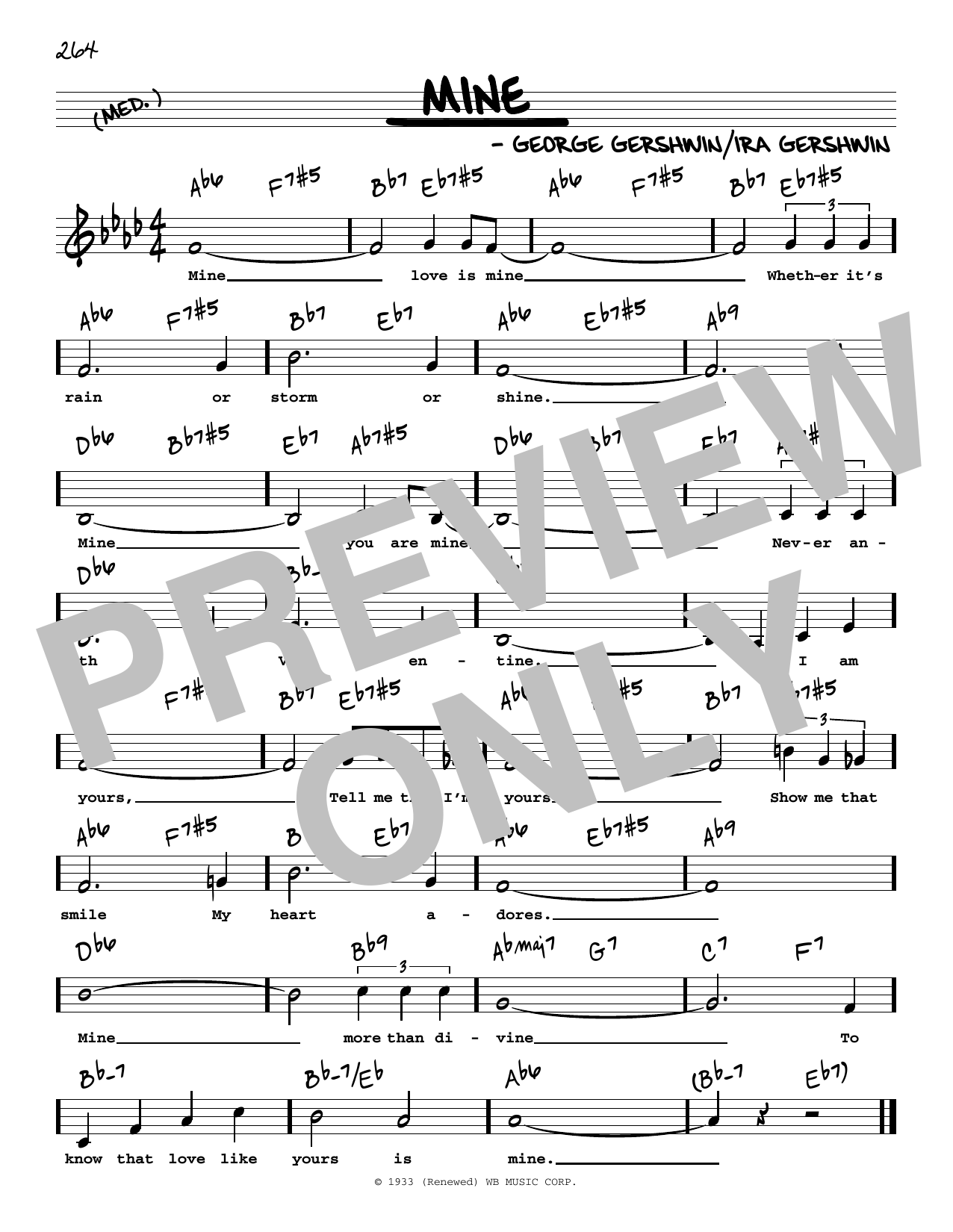 George Gershwin & Ira Gershwin Mine (Low Voice) sheet music, chords, lyrics - Printable PDF for Real Book – Melody, Lyrics & Chords