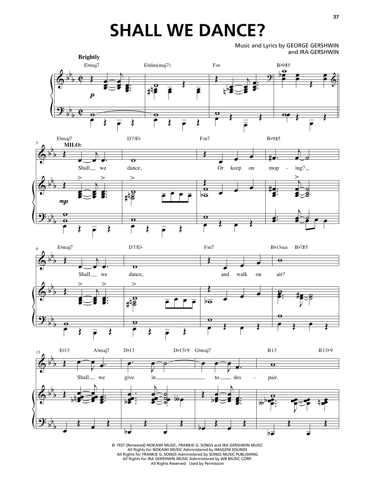 George Gershwin & Ira Gershwin Shall We Dance? (from An American In Paris) sheet music, chords, lyrics - Printable PDF for Piano & Vocal