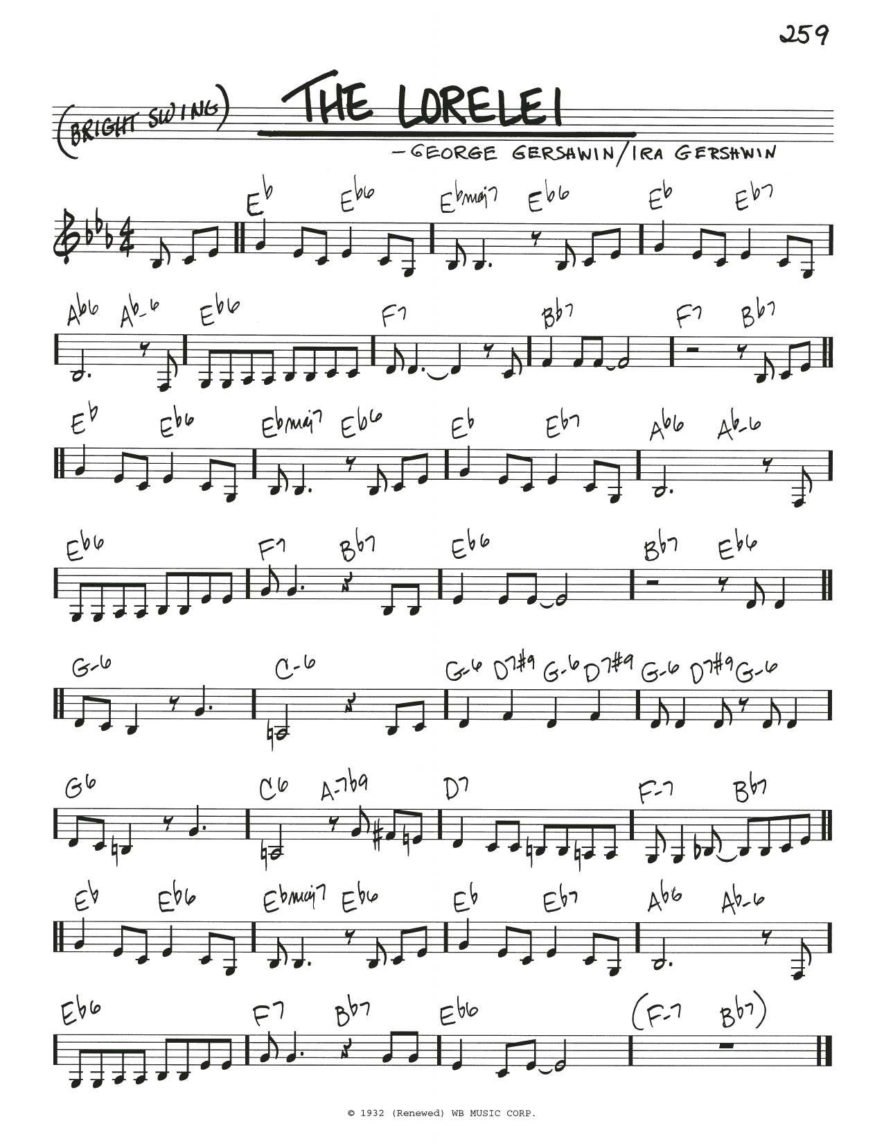 George Gershwin & Ira Gershwin The Lorelei sheet music, chords, lyrics - Printable PDF for Real Book – Melody & Chords