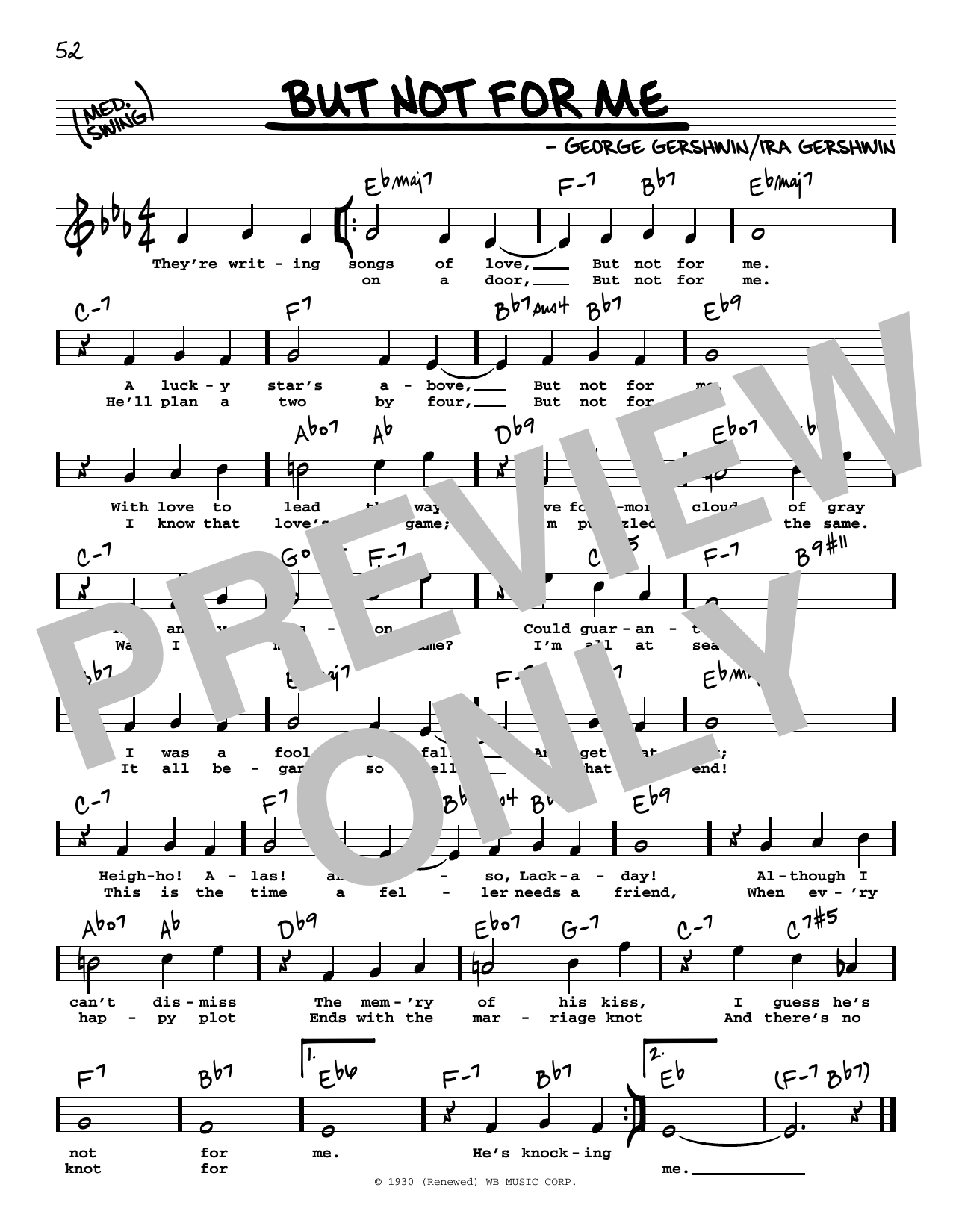 George Gershwin But Not For Me (High Voice) sheet music, chords, lyrics - Printable PDF for Real Book – Melody, Lyrics & Chords