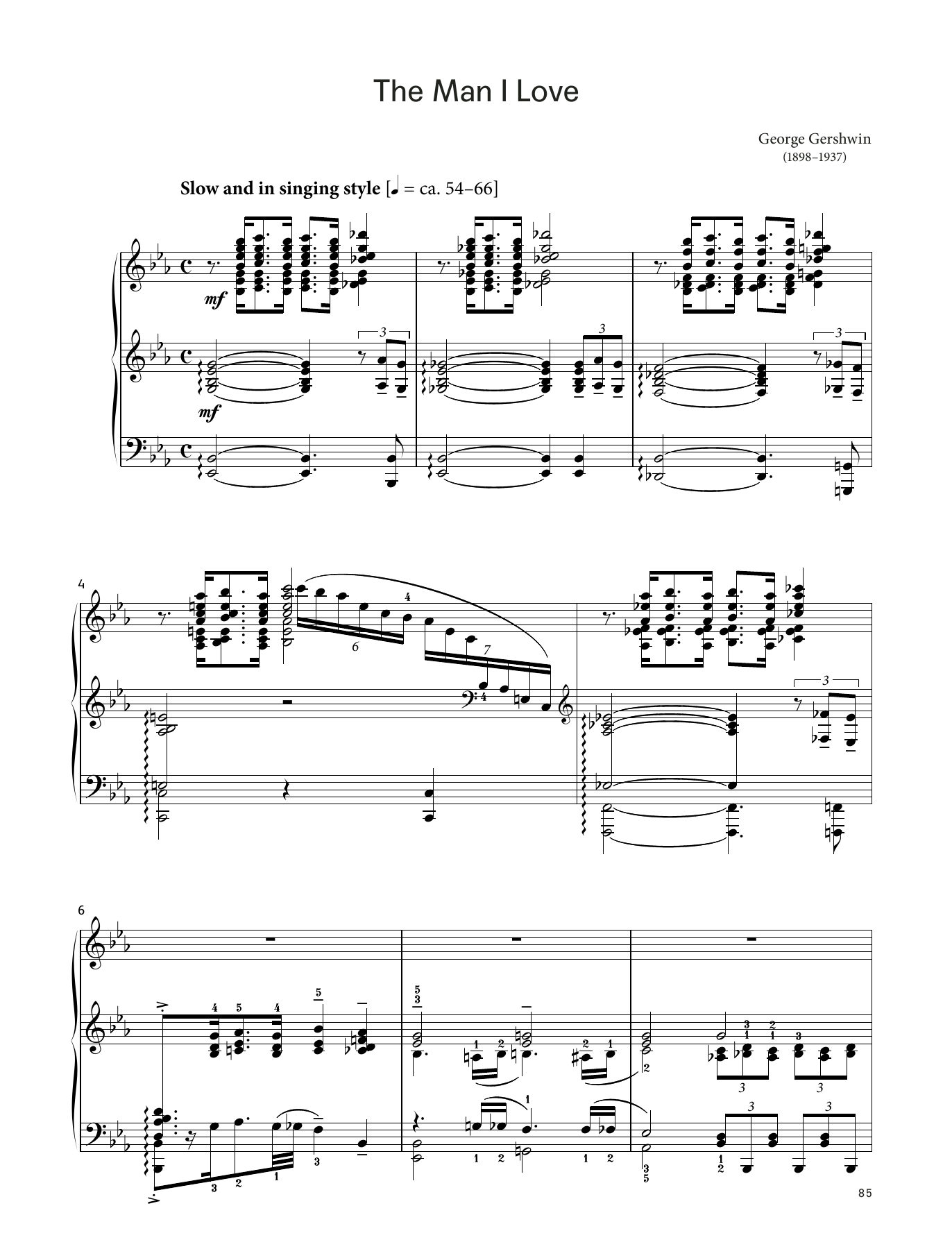 George Gershwin The Man I Love (LCME Piano 2018 Grade 8 List C) sheet music, chords, lyrics - Printable PDF for Piano Solo