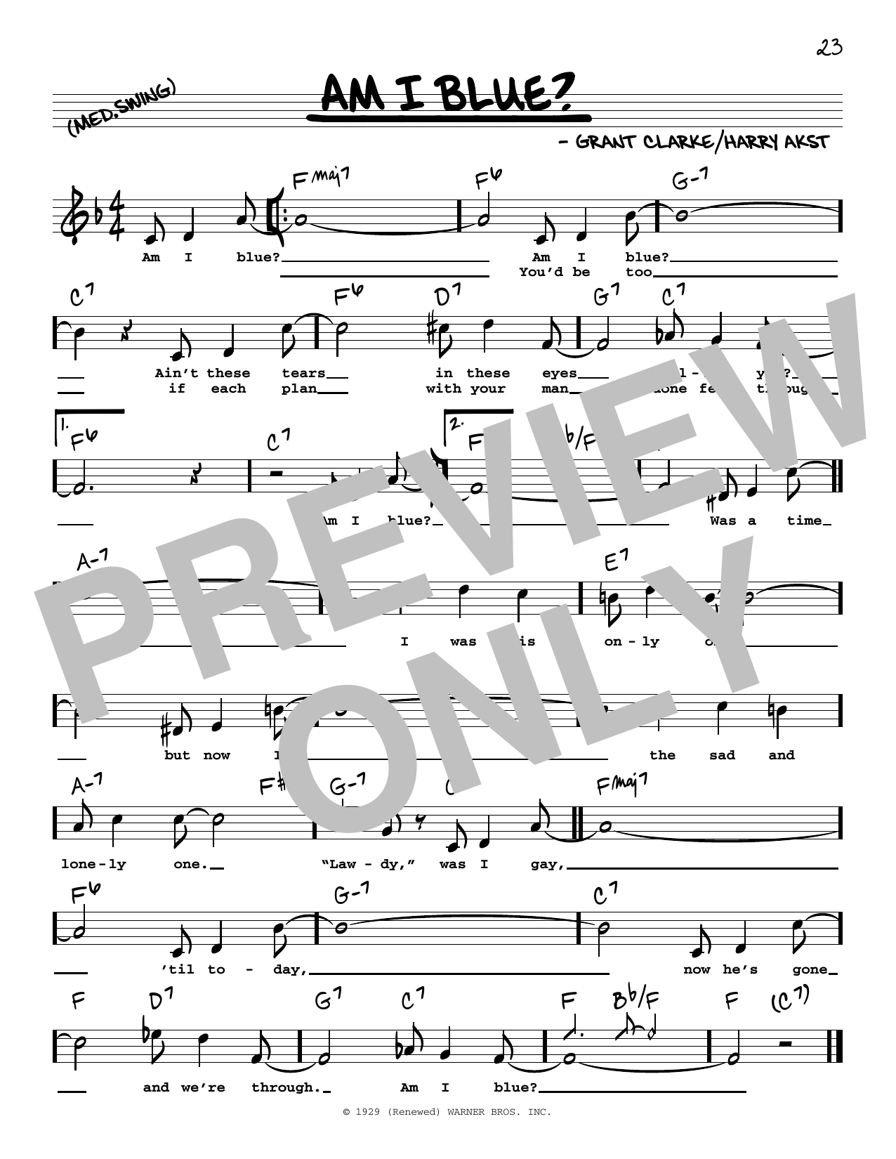 George Strait Am I Blue? (High Voice) sheet music, chords, lyrics - Printable PDF for Real Book – Melody, Lyrics & Chords