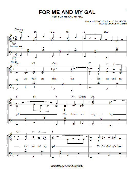 Gary Meisner For Me And My Gal sheet music, chords, lyrics - Printable PDF for Accordion