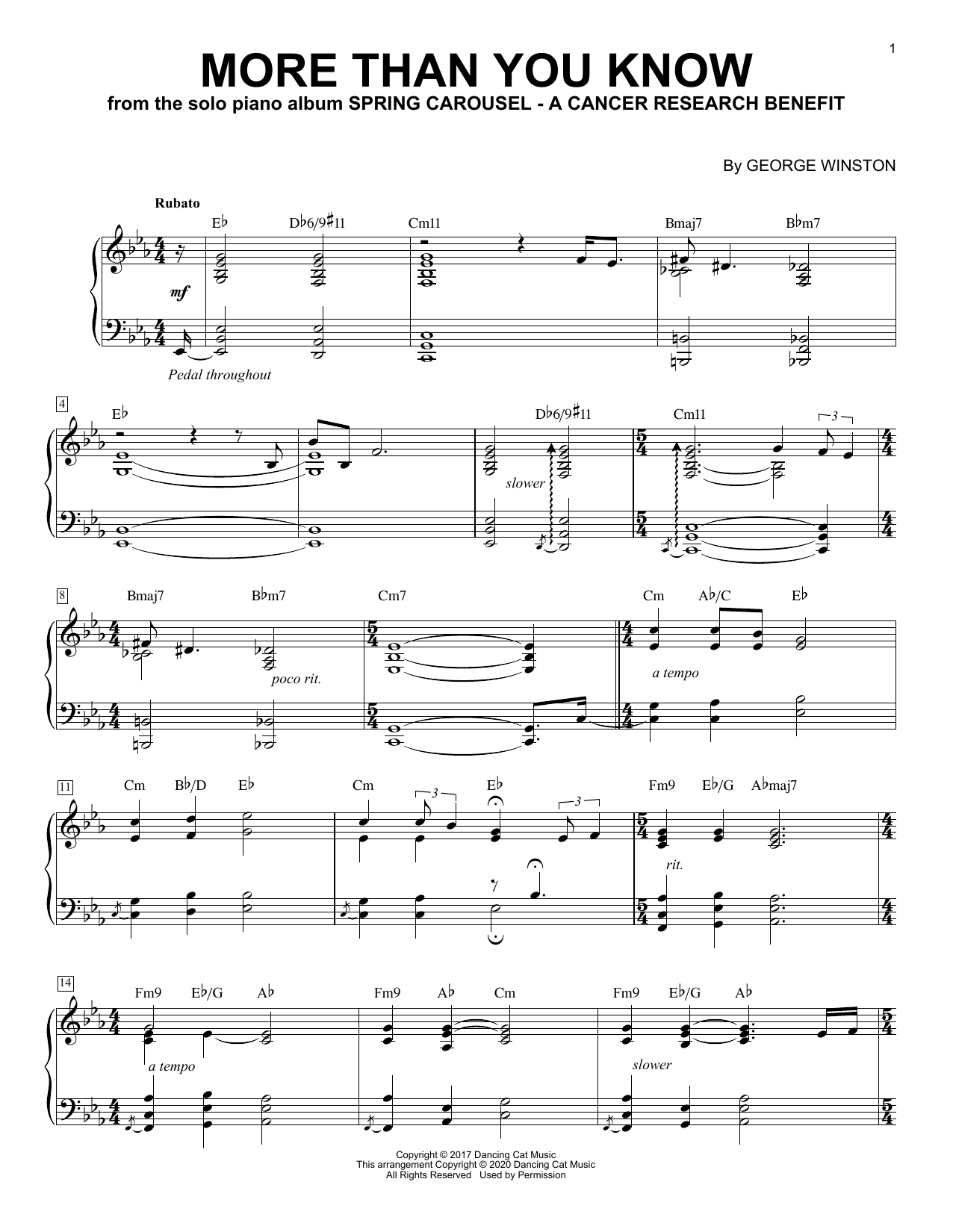 George Winston More Than You Know sheet music, chords, lyrics - Printable PDF for Piano Solo