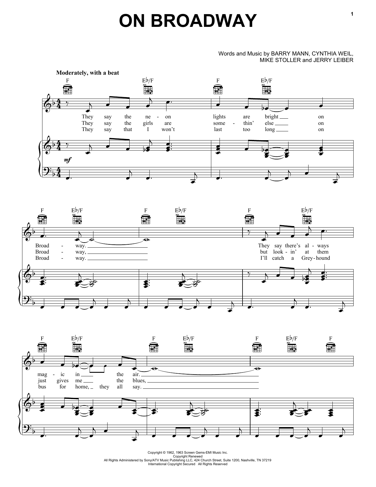 Learn to play George Benson On Broadway sheet music for Piano, Vocal & Guitar (Right-Hand Melody) in minutes. George Benson On Broadway sheet music notes and chords