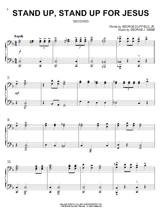 Learn to play George Webb Stand Up, Stand Up For Jesus sheet music for Piano, Vocal & Guitar (Right-Hand Melody) in minutes. George Webb Stand Up, Stand Up For Jesus sheet music notes and chords