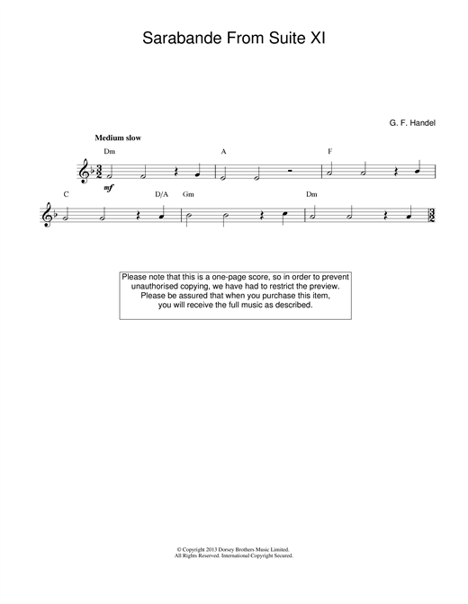 Learn to play George Frideric Handel Sarabande (from Harpsichord Suite in D Minor) sheet music for Piano in minutes. George Frideric Handel Sarabande (from Harpsichord Suite in D Minor) sheet music notes and chords