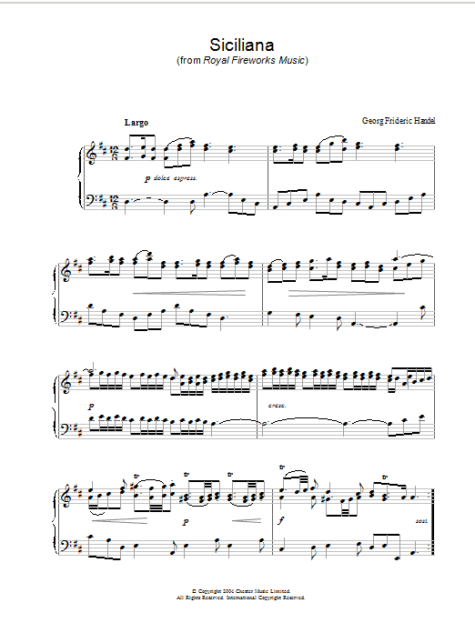 Learn to play George Frideric Handel Siciliana sheet music for Piano in minutes. George Frideric Handel Siciliana sheet music preview music notes and score for Piano including 3 page(s)