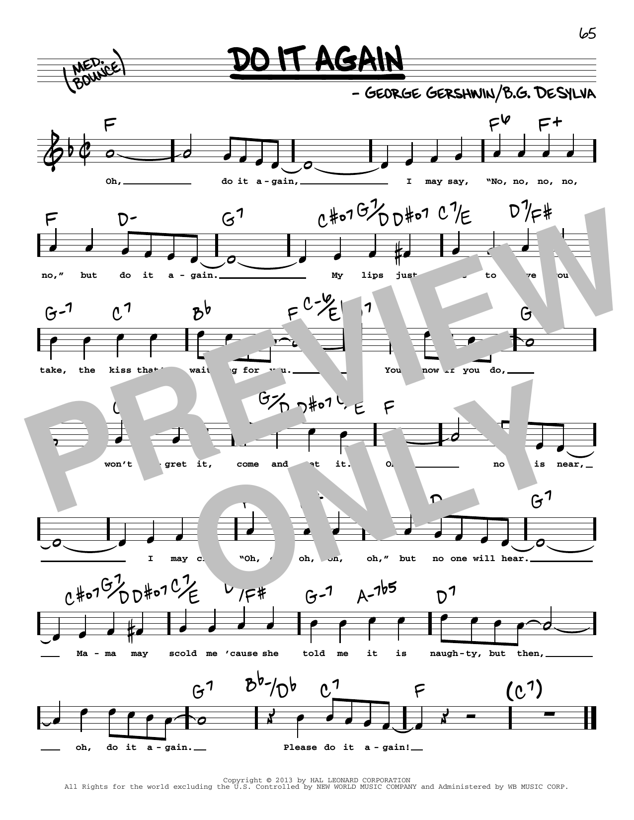Learn to play George Gershwin Do It Again (High Voice) sheet music for Real Book – Melody, Lyrics & Chords in minutes. George Gershwin Do It Again (High Voice) sheet music preview music notes and score for Real Book – Melody, Lyrics & Chords including 1 page(s)