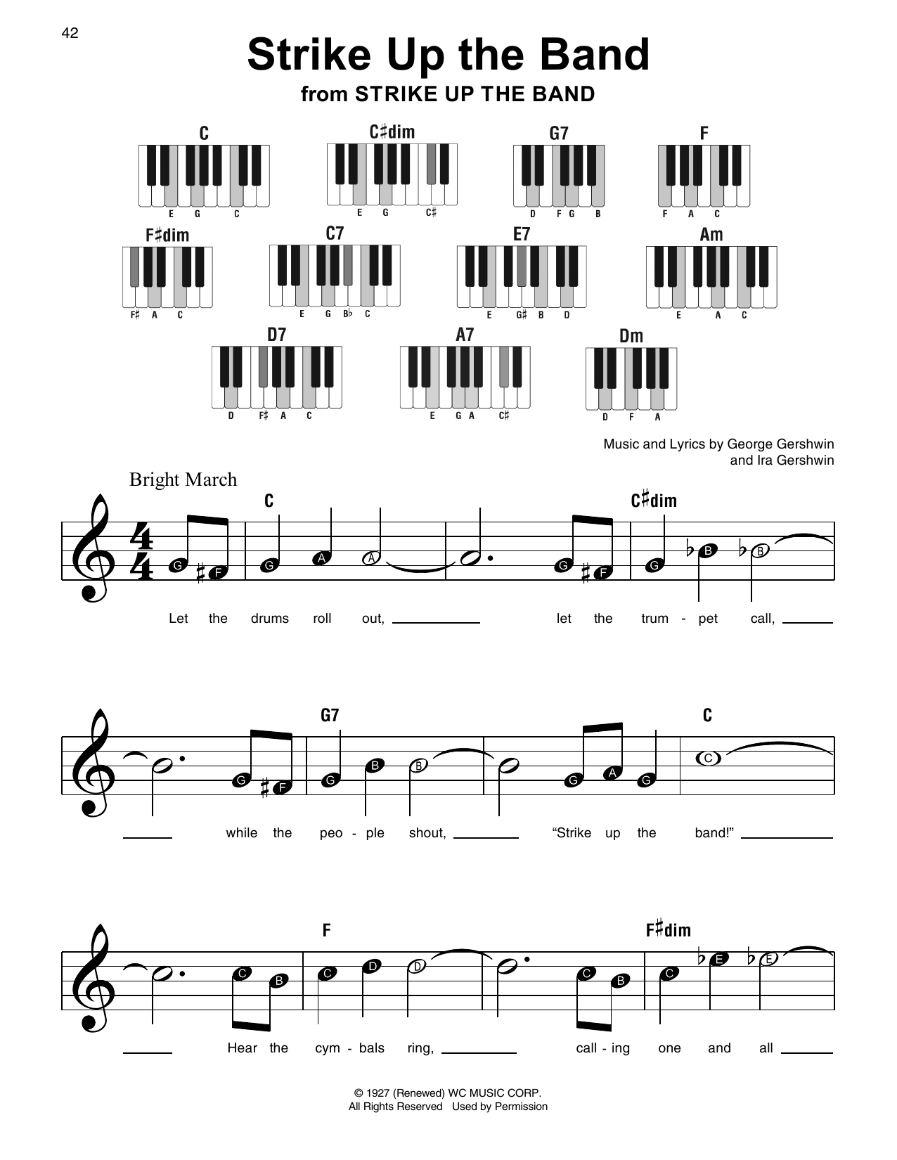 George Gershwin & Ira Gershwin Strike Up The Band (from Strike Up The Band) sheet music preview music notes and score for Super Easy Piano including 2 page(s)