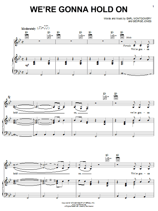 Learn to play George Jones & Tammy Wynette We're Gonna Hold On sheet music for Lyrics & Chords in minutes. George Jones & Tammy Wynette We're Gonna Hold On sheet music preview music notes and score for Lyrics & Chords including 2 page(s)