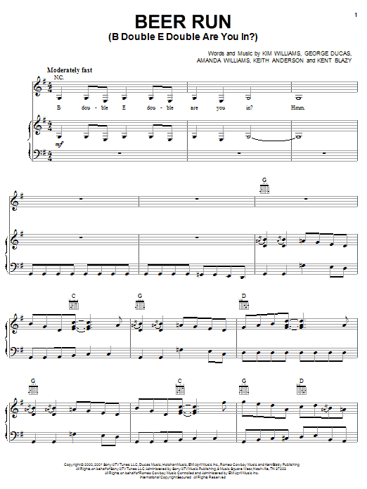 Learn to play George Jones with Garth Brooks Beer Run (B Double E Double Are You In?) sheet music for Piano, Vocal & Guitar (Right-Hand Melody) in minutes. George Jones with Garth Brooks Beer Run (B Double E Double Are You In?) sheet music preview music notes and score for Piano, Vocal & Guitar (Right-Hand Melody) including 8 page(s)