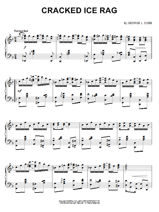 Learn to play George L. Cobb Cracked Ice Rag sheet music for Piano in minutes. George L. Cobb Cracked Ice Rag sheet music preview music notes and score for Piano including 4 page(s)