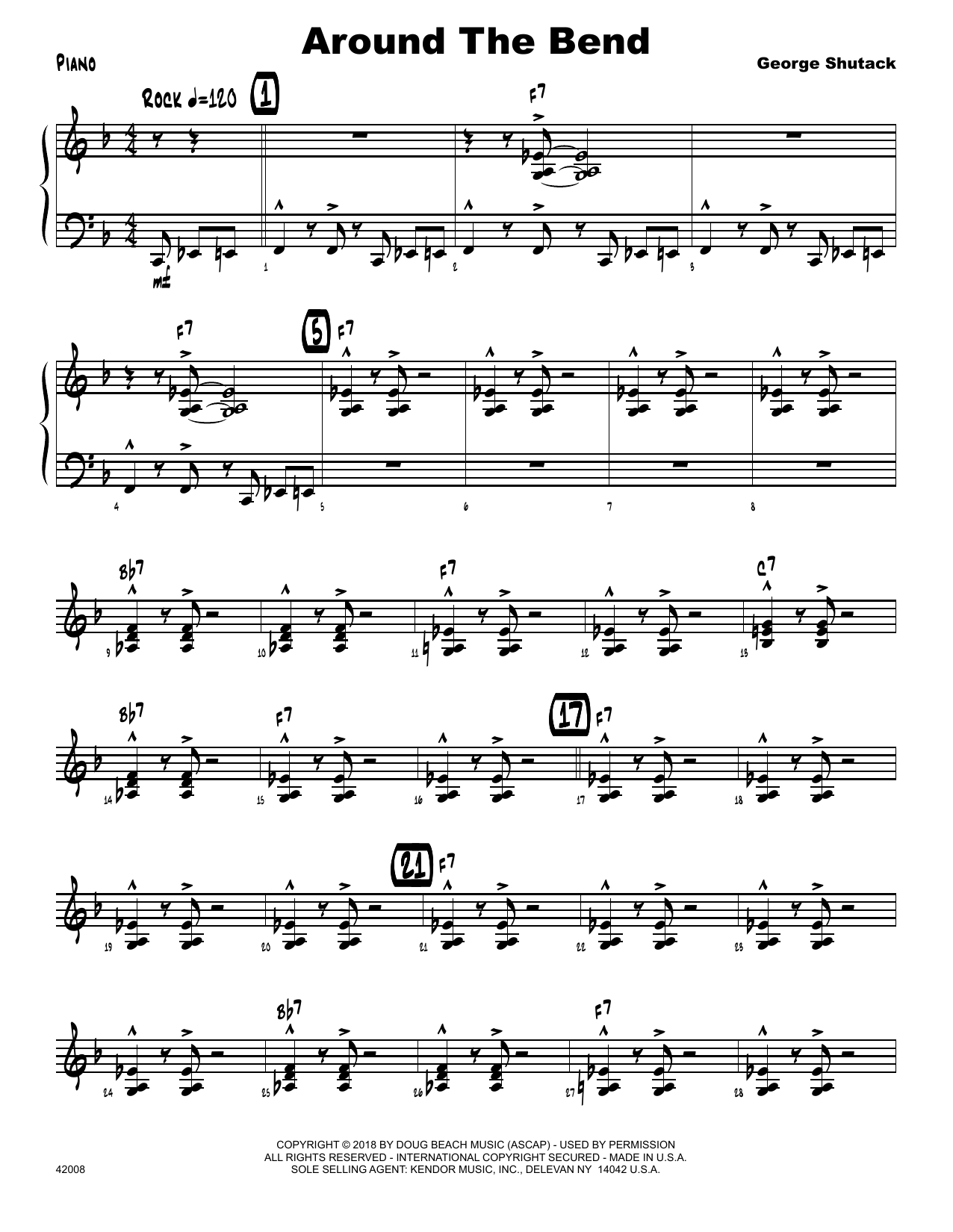 Learn to play George Shutack Around The Bend - Piano sheet music for Jazz Ensemble in minutes. George Shutack Around The Bend - Piano sheet music preview music notes and score for Jazz Ensemble including 3 page(s)