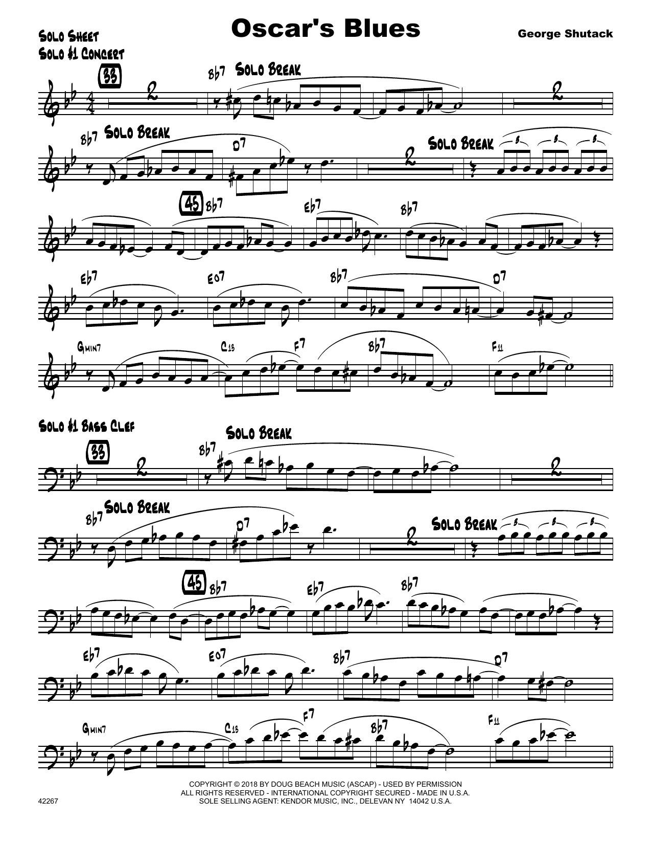 Learn to play George Shutack Oscar's Blues - Solo Sheet sheet music for Jazz Ensemble in minutes. George Shutack Oscar's Blues - Solo Sheet sheet music preview music notes and score for Jazz Ensemble including 4 page(s)
