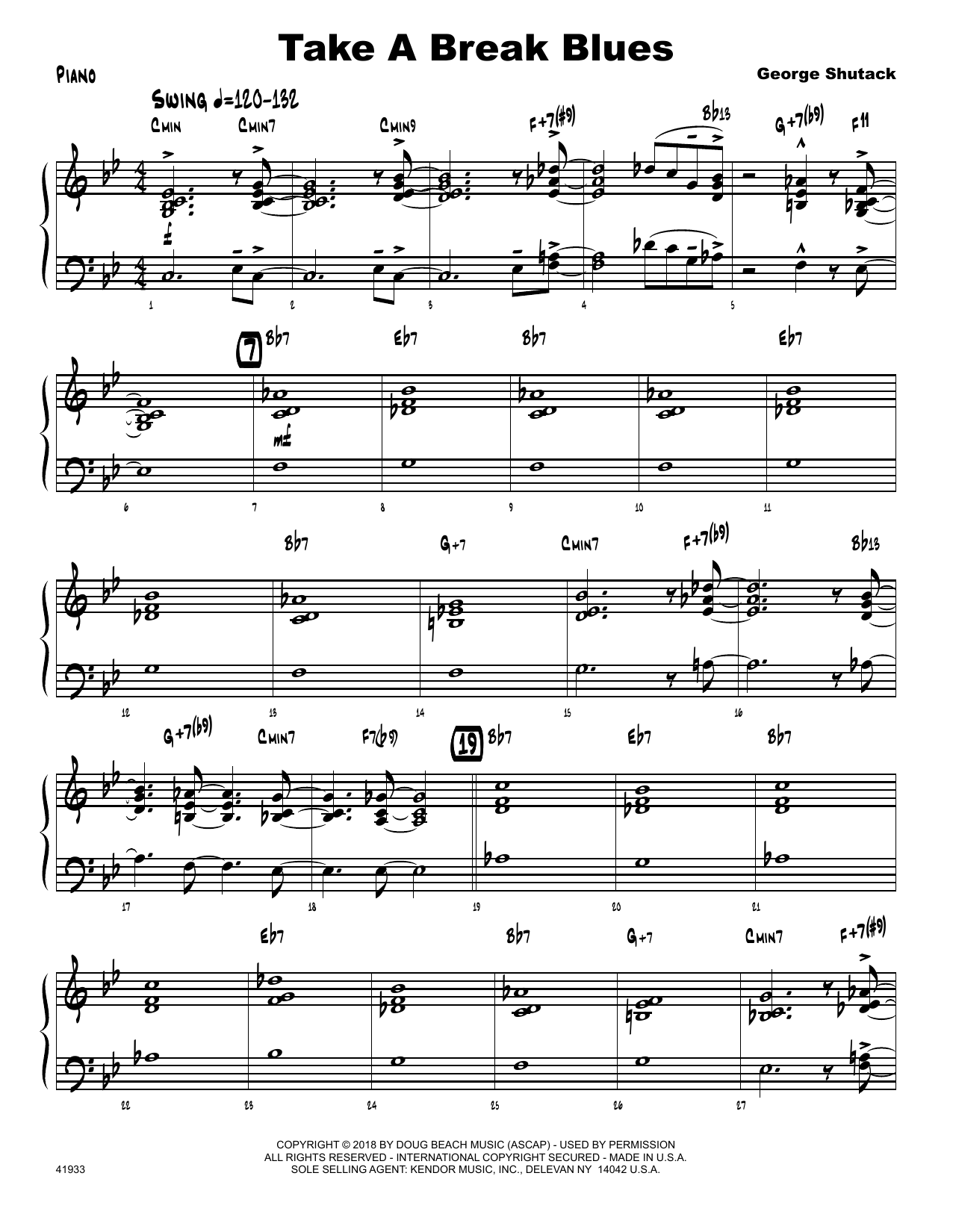 Learn to play George Shutack Take A Break Blues - Piano sheet music for Jazz Ensemble in minutes. George Shutack Take A Break Blues - Piano sheet music preview music notes and score for Jazz Ensemble including 3 page(s)