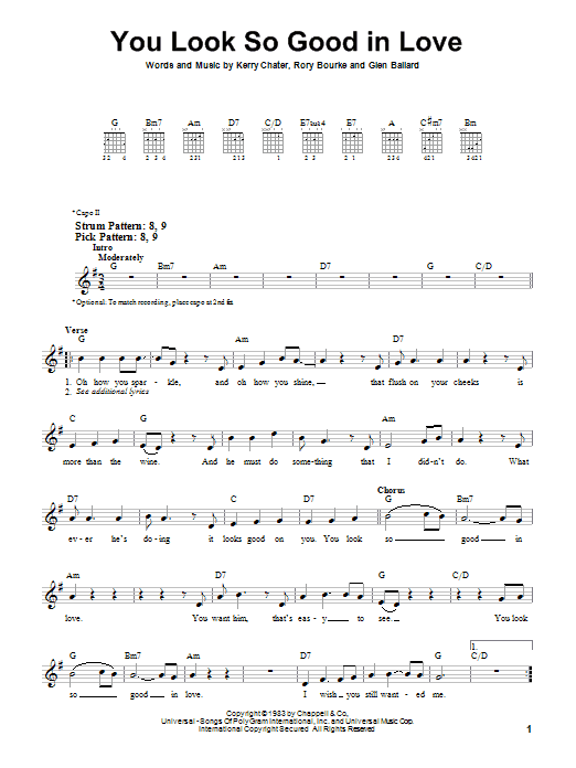 Learn to play George Strait You Look So Good In Love sheet music for Easy Guitar in minutes. George Strait You Look So Good In Love sheet music preview music notes and score for Easy Guitar including 2 page(s)