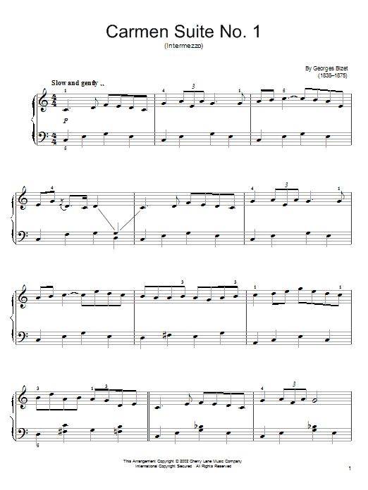 Learn to play Georges Bizet Intermezzo from Carmen Act III sheet music for Easy Piano in minutes. Georges Bizet Intermezzo from Carmen Act III sheet music notes and chords