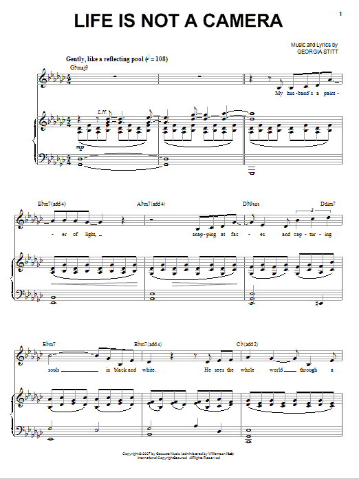 Georgia Stitt Life Is Not A Camera sheet music preview music notes and score for Piano, Vocal & Guitar (Right-Hand Melody) including 10 page(s)