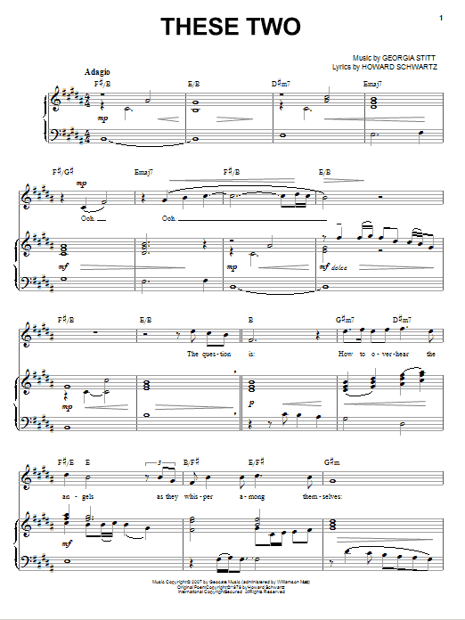 Georgia Stitt These Two sheet music preview music notes and score for Piano, Vocal & Guitar (Right-Hand Melody) including 5 page(s)