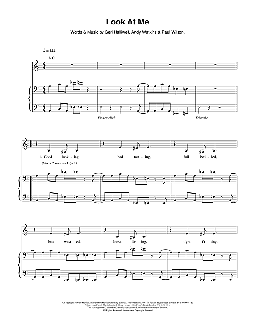 Learn to play Geri Halliwell Look At Me sheet music for Piano, Vocal & Guitar in minutes. Geri Halliwell Look At Me sheet music notes and chords