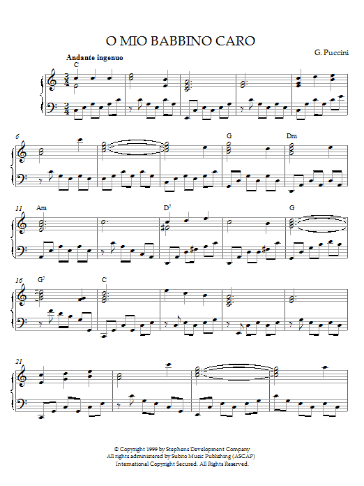 Learn to play Giacomo Puccini O Mio Babbino Caro (from Gianni Schicchi) sheet music for Piano in minutes. Giacomo Puccini O Mio Babbino Caro (from Gianni Schicchi) sheet music notes and chords