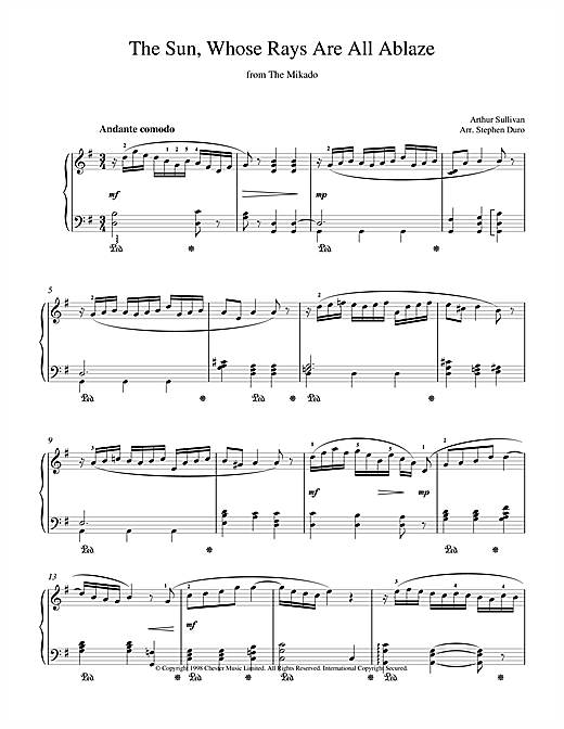 Learn to play Arthur Seymour Sullivan The Sun, Whose Rays Are All Ablaze sheet music for Piano in minutes. Arthur Seymour Sullivan The Sun, Whose Rays Are All Ablaze sheet music notes and chords