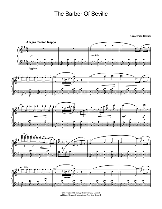Learn to play Gioachino Rossini The Barber Of Seville sheet music for Piano in minutes. Gioachino Rossini The Barber Of Seville sheet music notes and chords