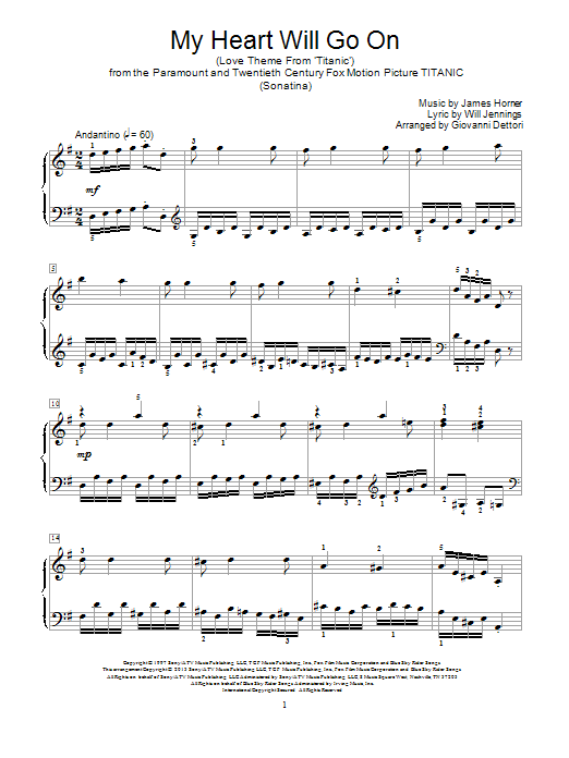 Giovanni Dettori My Heart Will Go On Love Theme From Titanic Sheet Music Notes Download Sheet Music Pdf Pop Score Educational Piano 95804