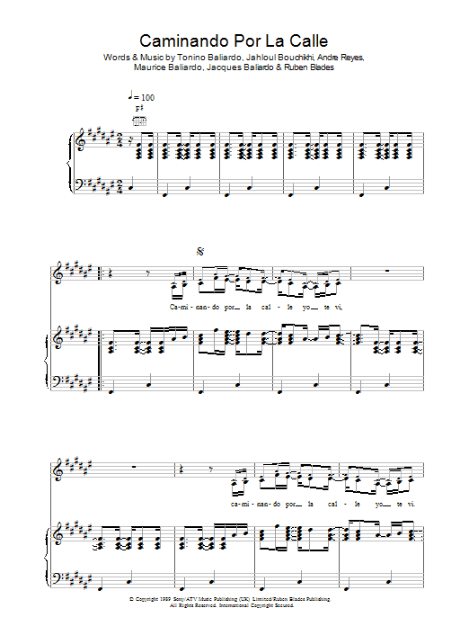 Gipsy Kings Caminando Por La Calle sheet music preview music notes and score for Piano, Vocal & Guitar including 7 page(s)