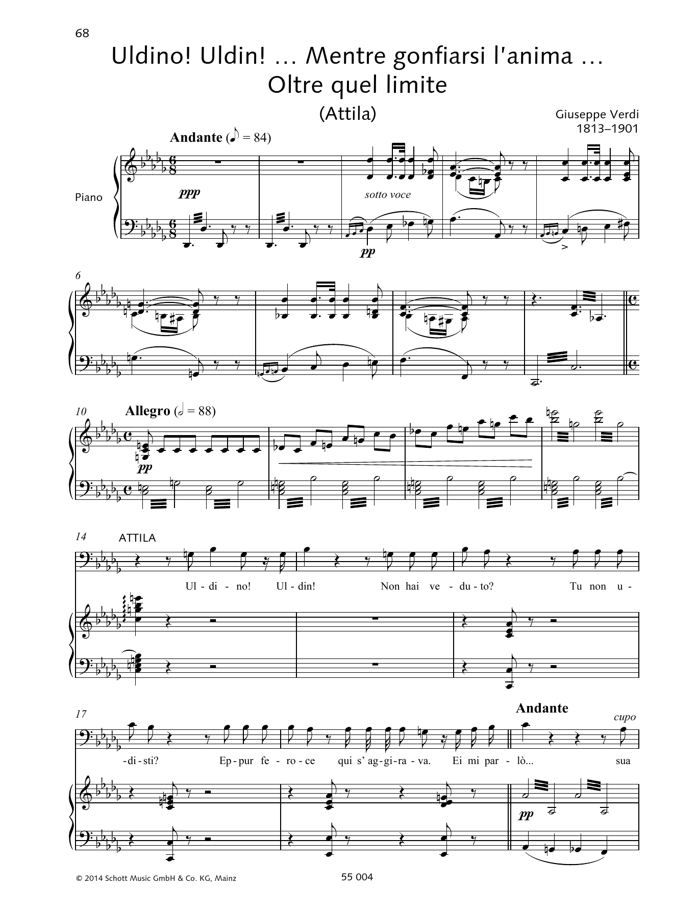 Giuseppe Verdi Uldino! Uldin!... Mentre gonfiarsi l'anima... Oltre quel limite sheet music, chords, lyrics - Printable PDF for Piano & Vocal