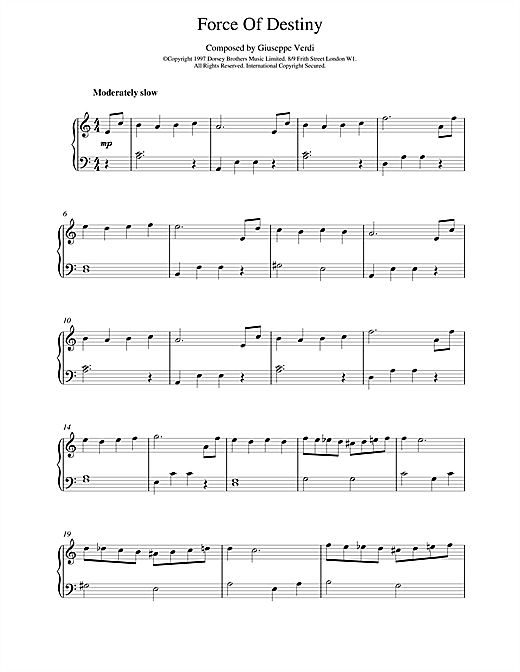 Learn to play Giuseppe Verdi Force Of Destiny sheet music for Piano in minutes. Giuseppe Verdi Force Of Destiny sheet music notes and chords