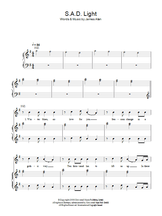 Learn to play Glasvegas SAD Light sheet music for Piano, Vocal & Guitar (Right-Hand Melody) in minutes. Glasvegas SAD Light sheet music preview music notes and score for Piano, Vocal & Guitar (Right-Hand Melody) including 6 page(s)