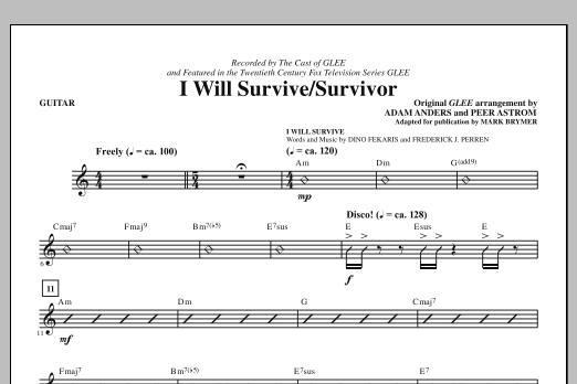 Glee Cast I Will Survive/Survivor (arr. Mark Brymer) - Guitar sheet music, chords, lyrics - Printable PDF for Choir Instrumental Pak