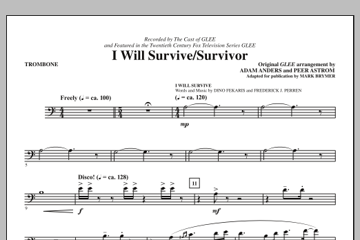 Glee Cast I Will Survive/Survivor (arr. Mark Brymer) - Trombone sheet music, chords, lyrics - Printable PDF for Choir Instrumental Pak
