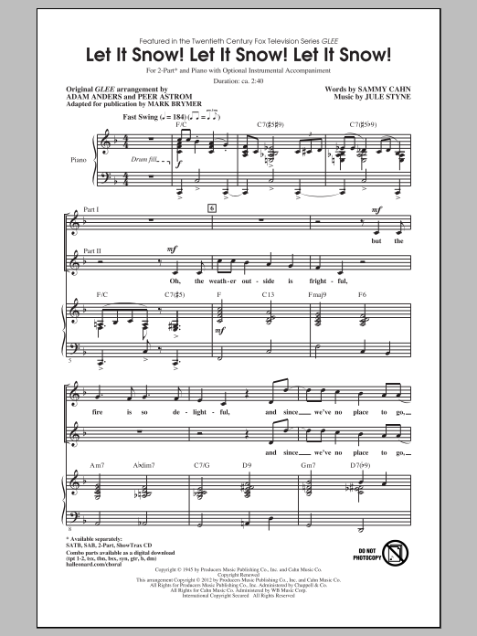 Mark Brymer Let It Snow! Let It Snow! Let It Snow! sheet music, chords, lyrics - Printable PDF for 2-Part Choir