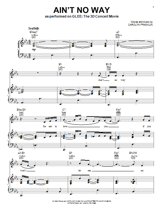 Learn to play Glee Cast Ain't No Way sheet music for Piano, Vocal & Guitar (Right-Hand Melody) in minutes. Glee Cast Ain't No Way sheet music notes and chords