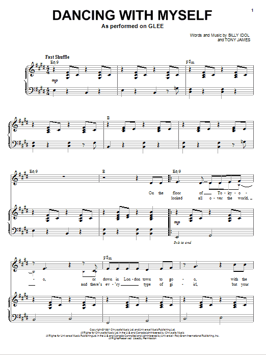 Learn to play Glee Cast Dancing With Myself sheet music for Piano & Vocal in minutes. Glee Cast Dancing With Myself sheet music preview music notes and score for Piano & Vocal including 6 page(s)