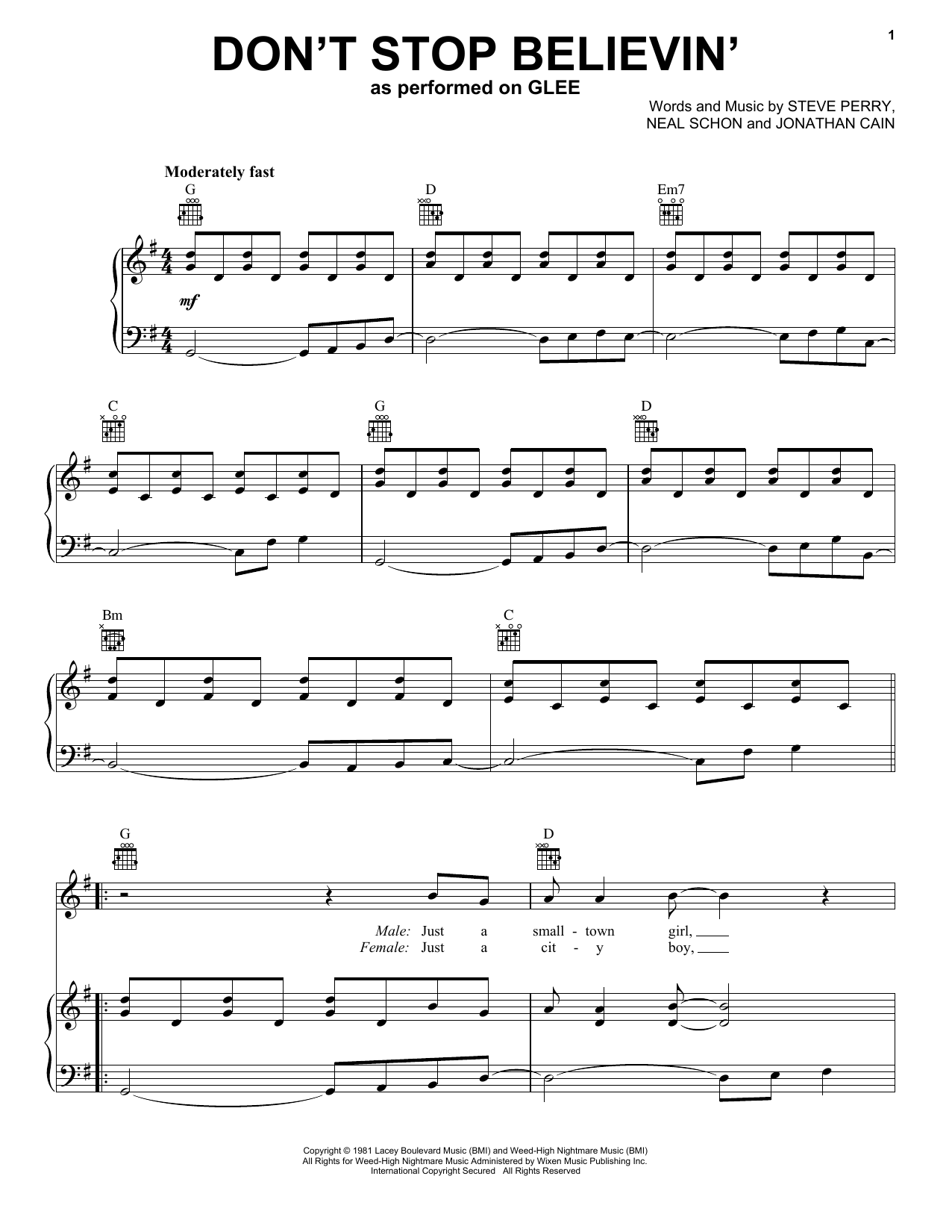 Journey Don't Stop Believin' sheet music preview music notes and score for Piano Duet including 6 page(s)