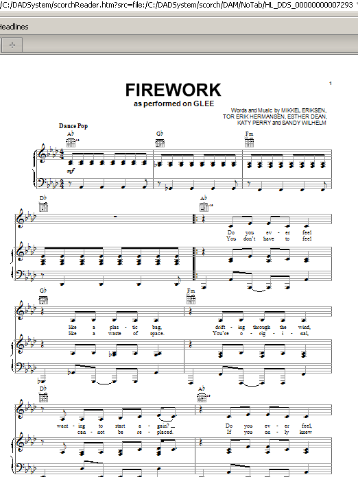 Glee Cast Firework sheet music preview music notes and score for Easy Piano including 7 page(s)