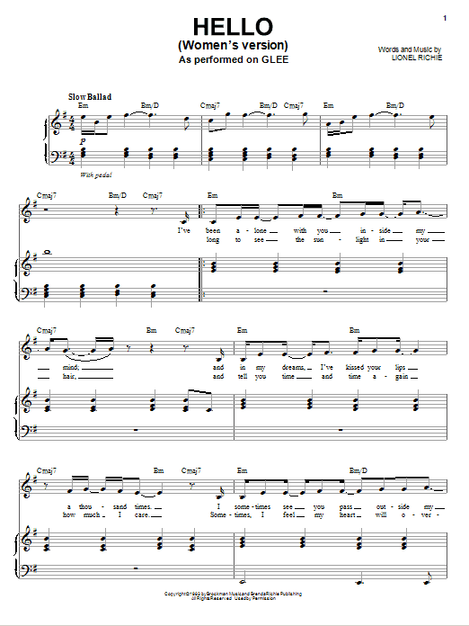 Learn to play Glee Cast Hello sheet music for Piano, Vocal & Guitar (Right-Hand Melody) in minutes. Glee Cast Hello sheet music preview music notes and score for Piano, Vocal & Guitar (Right-Hand Melody) including 4 page(s)