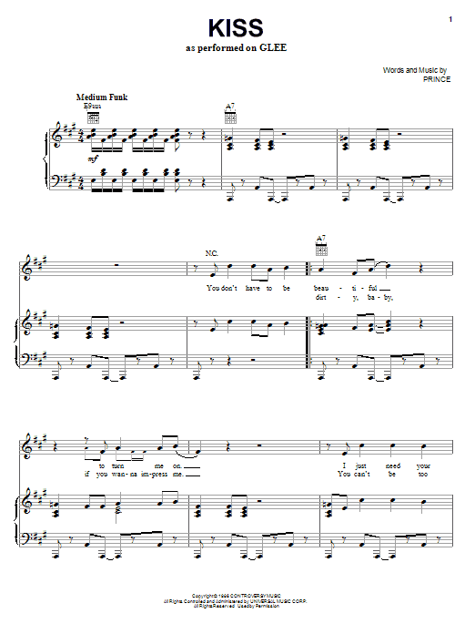 Learn to play Glee Cast Kiss sheet music for Easy Piano in minutes. Glee Cast Kiss sheet music preview music notes and score for Easy Piano including 5 page(s)