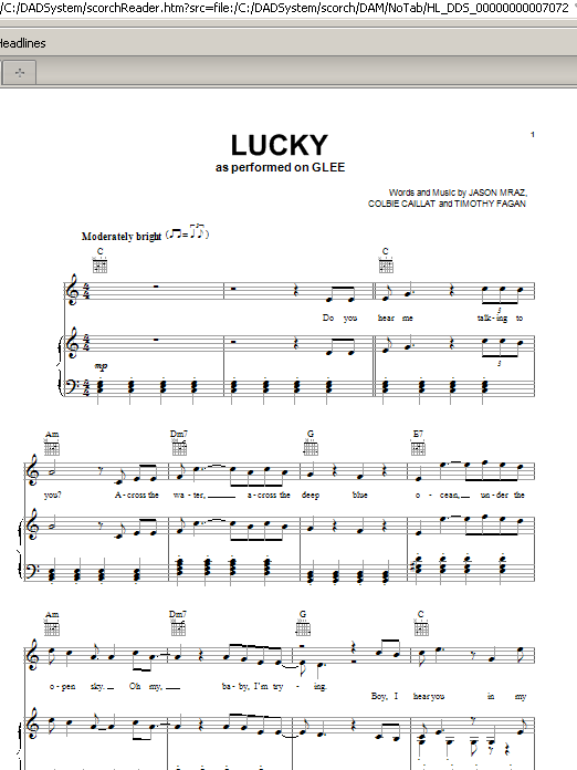 Learn to play Glee Cast Lucky sheet music for Piano, Vocal & Guitar (Right-Hand Melody) in minutes. Glee Cast Lucky sheet music notes and chords