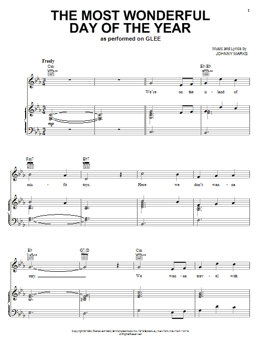 Learn to play Glee Cast The Most Wonderful Day Of The Year sheet music for Easy Piano in minutes. Glee Cast The Most Wonderful Day Of The Year sheet music notes and chords
